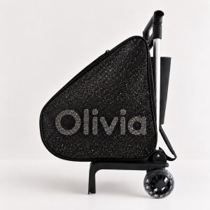 mochila negra glitter patinaje