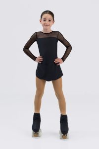 maillot patinaje manga larga transparencias negro
