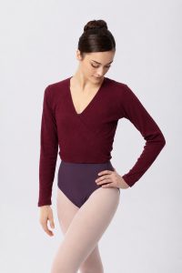 chaqueta ballet algodon cruzada burdeos